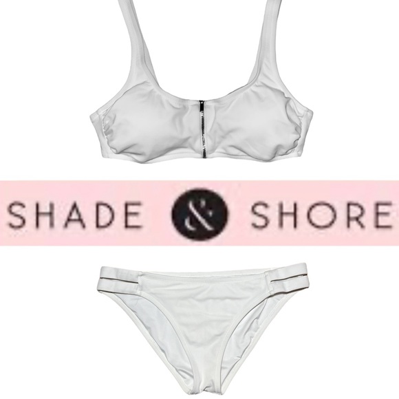 Shade & Shore Womens 2pc Bikini Swimsuit Zipper Tank Bralette & Cheeky Bottoms - Picture 1 of 9